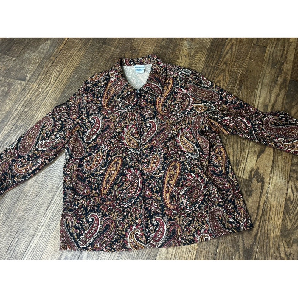 Bon Worth Size LargeTapestry Jacketβ Grandma Chic Cottage- Zip Up